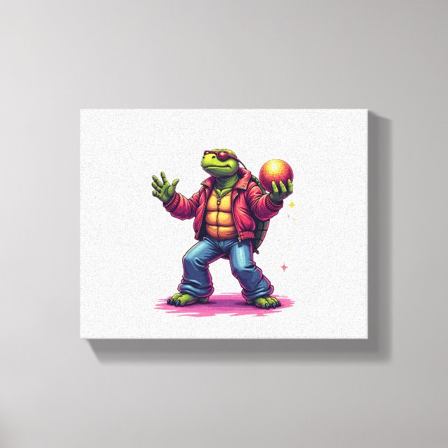 Aesthetic Turtle Disco T-Shirt Canvastryck (Framsida)