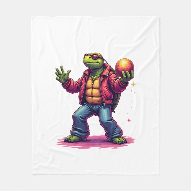 Aesthetic Turtle Disco T-Shirt Fleecefilt (Framsidan)