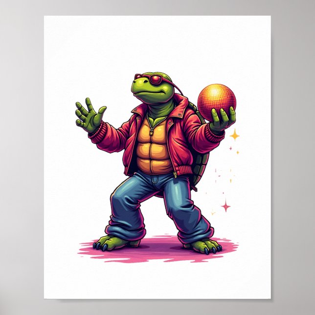 Aesthetic Turtle Disco T-Shirt Poster (Framsidan)