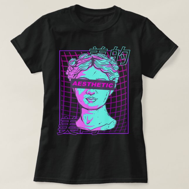 Aesthetic Vaporwave japansk Bust Grech Sculpture T Shirt (Design framsida)