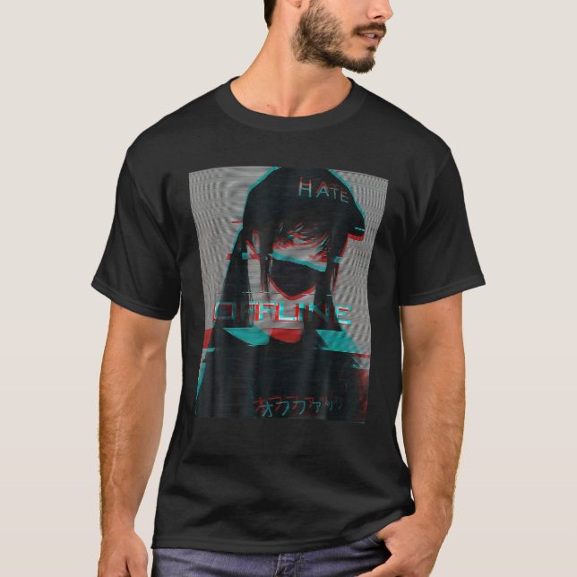 Aesthetic Vaporwave japansk Futurism Anime Game O T Shirt (Framsida)