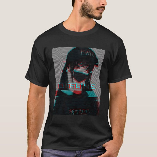 Aesthetic Vaporwave japansk Futurism Tee Anime Re (Framsida)