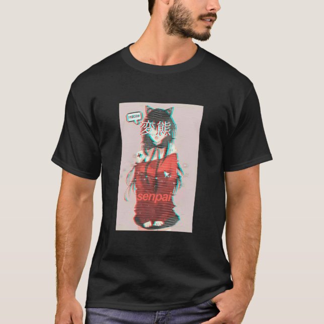 Aesthetic Vaporwave japansk Futurism Tee Anime Re (Framsida)