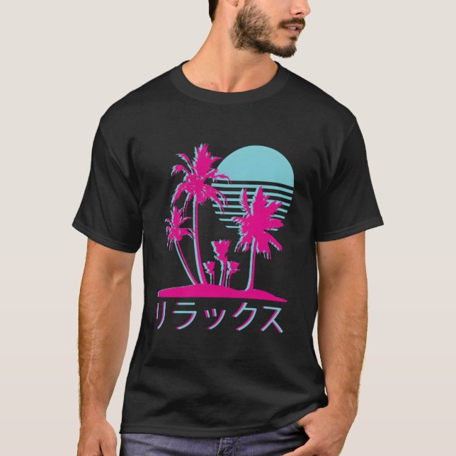 Aesthetic Vaporwave Långärmad T Shirt Retro 1980 (Framsida)