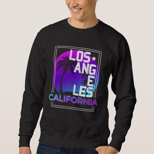 Aesthetic Vaporwave Los Angeles California CA Retr Lång Ärmad Tröja (Framsida)