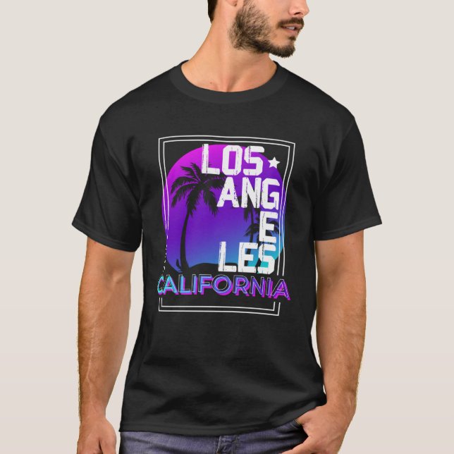 Aesthetic Vaporwave Los Angeles California CA Retr T Shirt (Framsida)