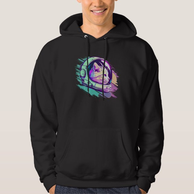 Aesthetic Vaporwave Space Cat 80s 90s Astronaut  1 Hoodie (Framsida)
