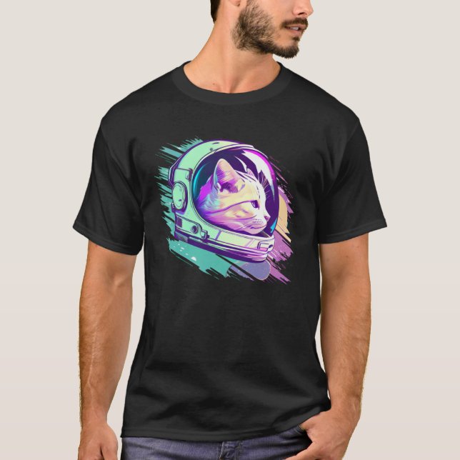 Aesthetic Vaporwave Space Cat 80s 90s Astronaut  1 T Shirt (Framsida)