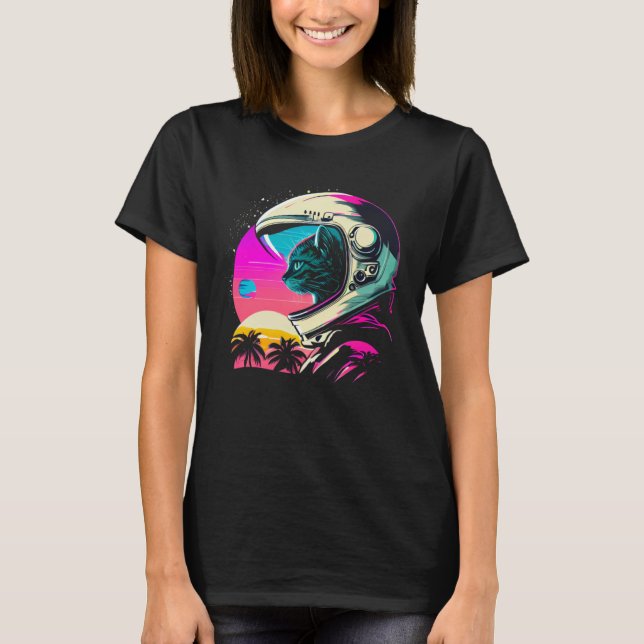 Aesthetic Vaporwave Space Cat 80s 90s Astronaut  1 T Shirt (Framsida)