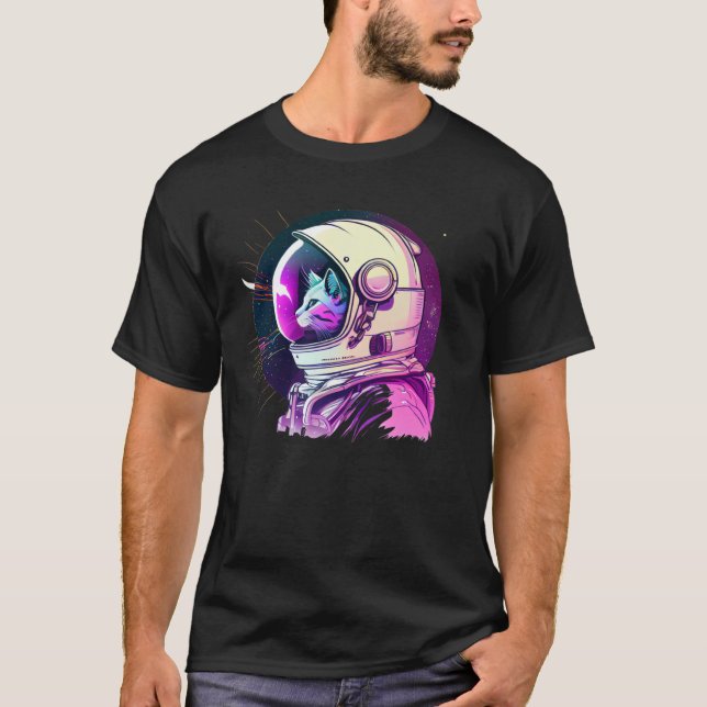 Aesthetic Vaporwave Space Cat 80s 90s Astronaut  1 T Shirt (Framsida)