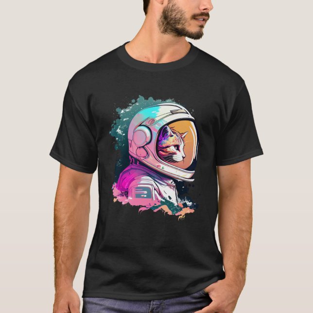 Aesthetic Vaporwave Space Cat 80s 90s Astronaut  1 T Shirt (Framsida)