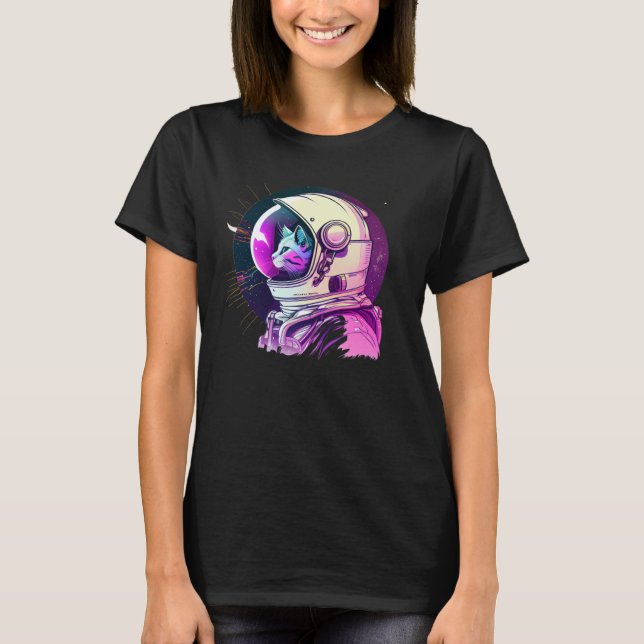 Aesthetic Vaporwave Space Cat 80s 90s Astronaut  1 T Shirt (Framsida)