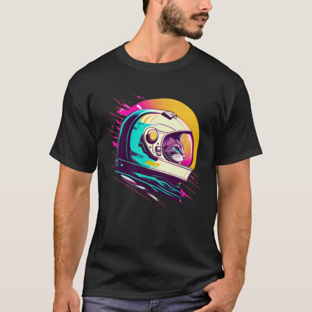 Aesthetic Vaporwave Space Cat 80s 90s Astronaut  1 T Shirt (Framsida)
