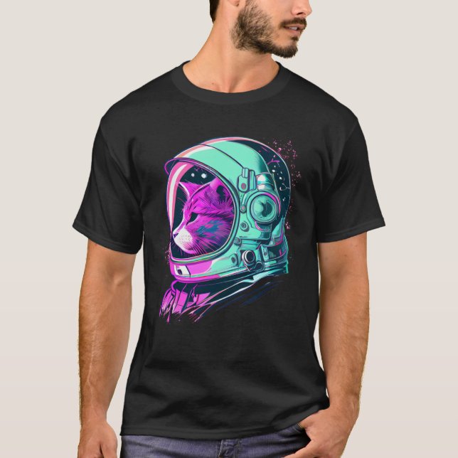 Aesthetic Vaporwave Space Cat 80s 90s Astronaut  2 T Shirt (Framsida)