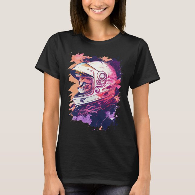 Aesthetic Vaporwave Space Cat 80s 90s Astronaut  6 T Shirt (Framsida)