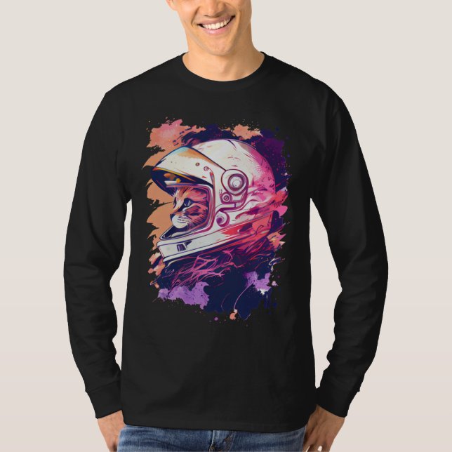 Aesthetic Vaporwave Space Cat 80s 90s Astronaut  6 T Shirt (Framsida)