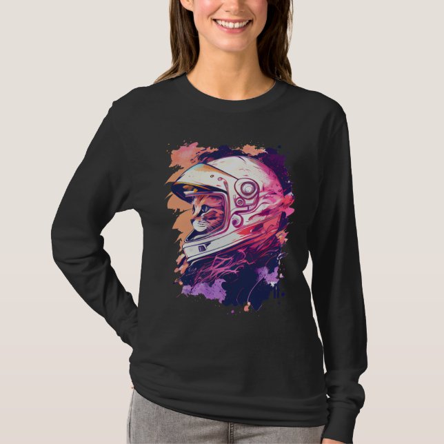 Aesthetic Vaporwave Space Cat 80s 90s Astronaut  6 T Shirt (Framsida)