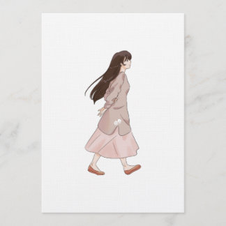 Aesthetic Walking Girl Sticker Inbjudningar