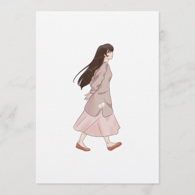 Aesthetic Walking Girl Sticker Inbjudningar (Framsida)