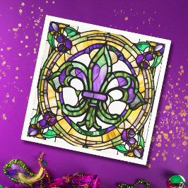 Aesthetic Watercolor Mardi Gras Fleur De Lis Pappersservett