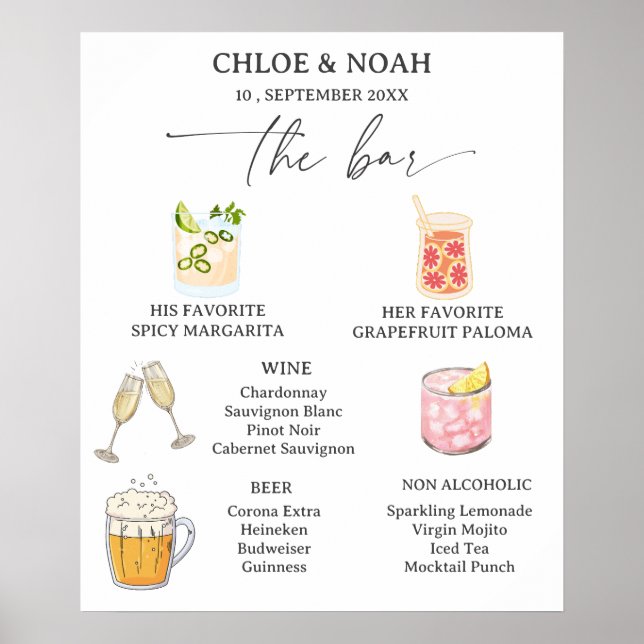 Aesthetic Wedding Bar Menu Poster (Framsidan)