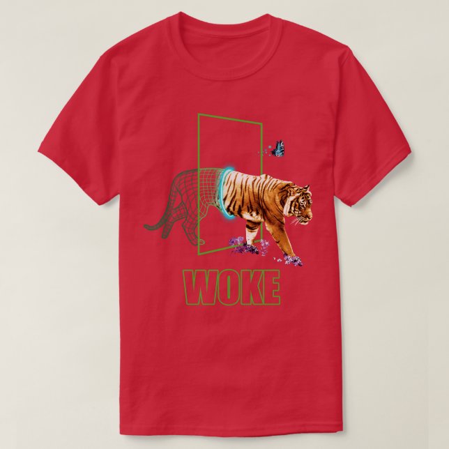 Aesthetic Wireframe Tiger Wildlife Wilderness T Shirt (Design framsida)