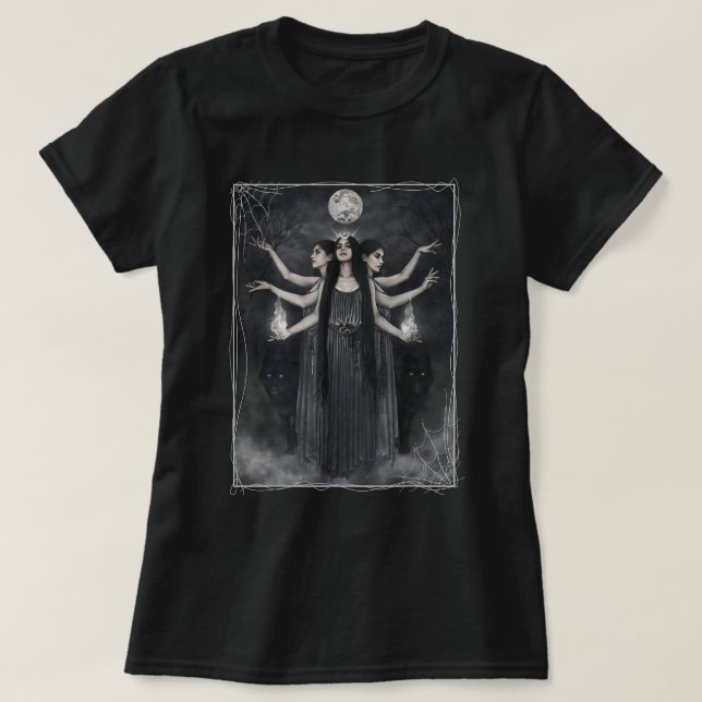 Aesthetic Witches Werewolves Måne Witchy T Shirt (Design framsida)
