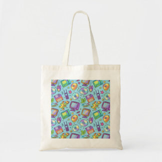 Aesthetic Y2K Retro Tech Doodle Tote Bag Tygkasse