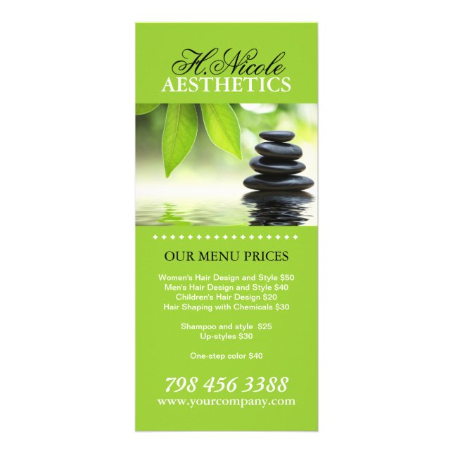 Aesthetics Menu Rack Cards Reklamkort (Framsidan)