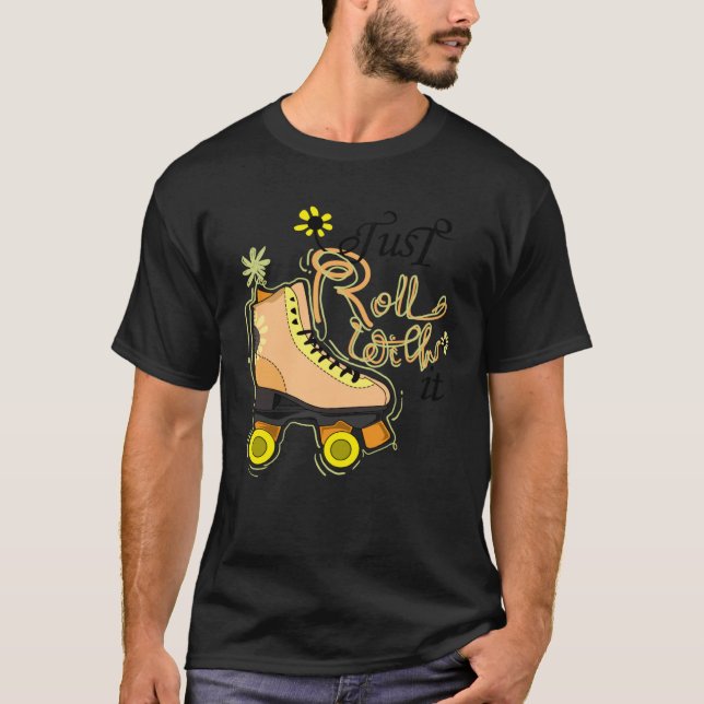 Aestisk solrosrullar Skates Shoates Flower T Shirt (Framsida)