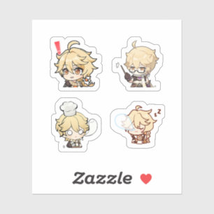Aether Genshin Impact 4-pack Stickerark Extra P Klistermärken