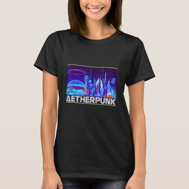 Aetherpunk Aesthetic Cyborg Energy Maskin Magic T Shirt (Framsida)