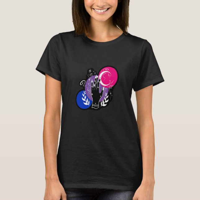 Aeticon Bisexual Witchy Hand Lgbtqia+ Pride T Shirt (Framsida)
