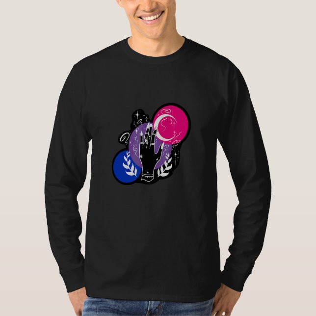 Aeticon Bisexual Witchy Hand Lgbtqia+ Pride T Shirt (Framsida)