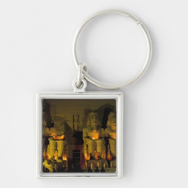 AF, Egypten, Abu Simbel. Kolossala figurer av Fyrkantig Silverfärgad Nyckelring (Framsidan)