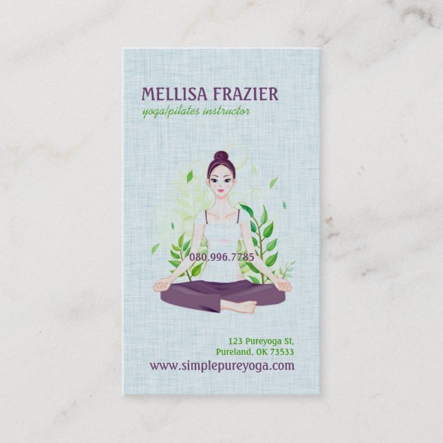 Affär/instruktör för YogaPilates meditation Visitkort (Framsida)