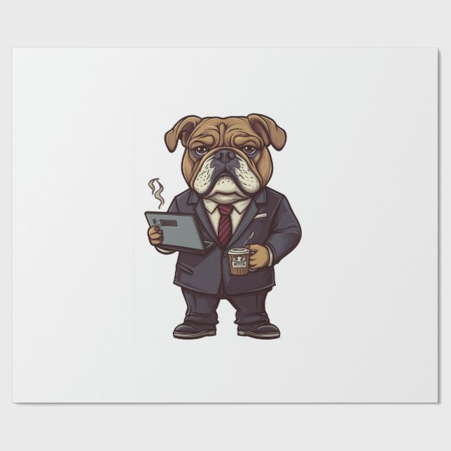 Affärs Bulldog � Rolig Kontors Hund Presentpapper (Platt)