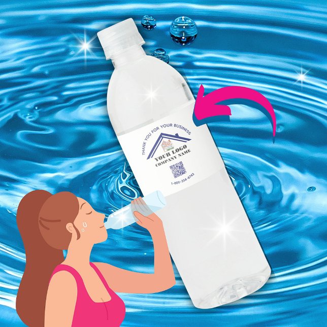 Affärs tack anpassad logotyp QR-kod Vattenflaskor Etikett (Skapare uppladdad)