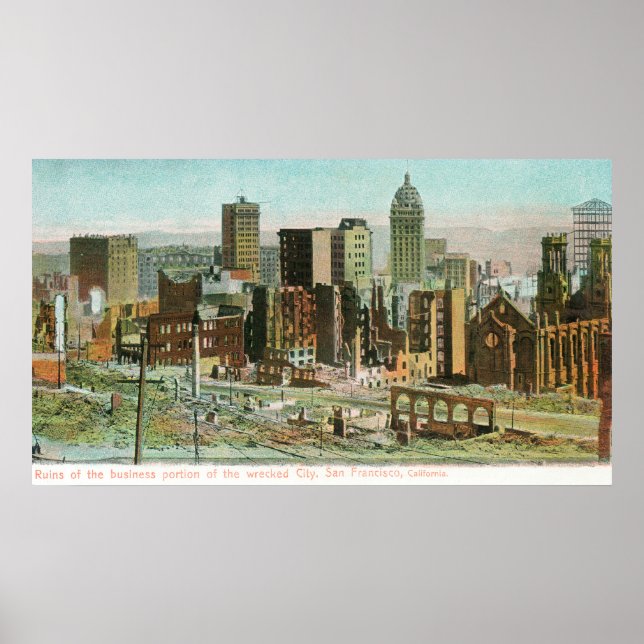 Affärsavdelning i ruiner efter brand poster (Framsidan)