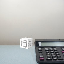 Affärsbeteckning för liten vit ruta