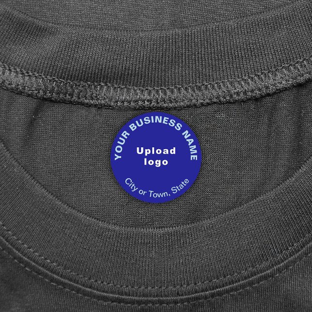 Affärsbeteckning på Blå rundan Järn på etikett (Blue round iron on label with your business brand)