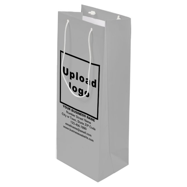 Affärsbeteckning på Grått Vin Gift Bag (Framsidan Vinklad)