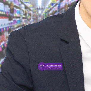 Affärsbeteckning på Lila Badge Shape Namn bricka Namnbricka