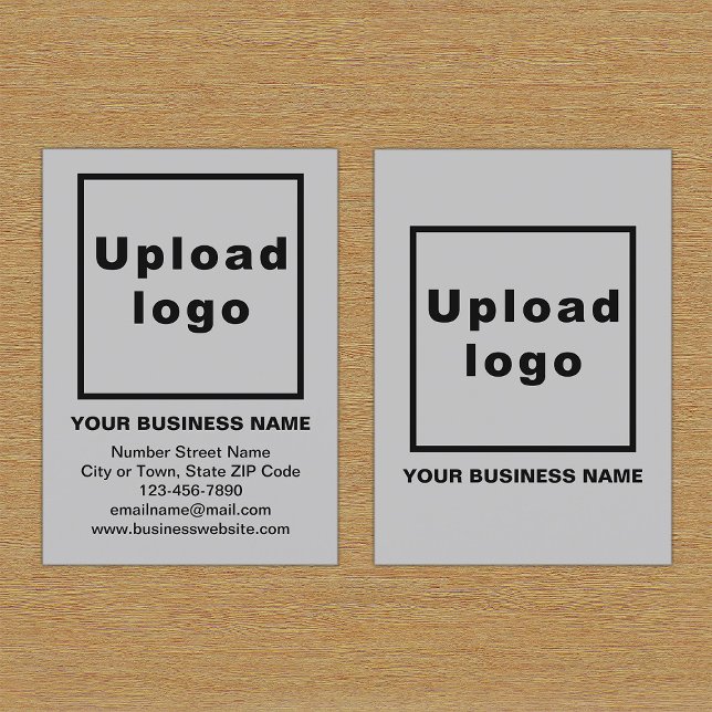 Affärsbeteckning på Small Grått Porträtt-kort Visitkort (Front and back of the gray business card with your brand)