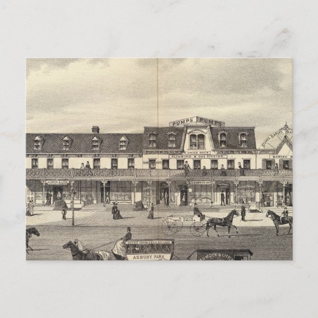 Affärsblock, Asbury Park, New jersey Vykort (Framsida)