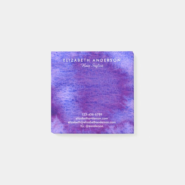 Affärsbokanteckningar om vattenfärgsviolett affärs post-it block (Framsida)