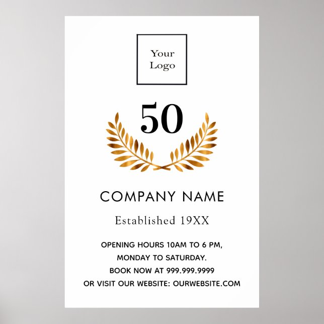 Affärsbolaget namn etablerat vit guld poster (Framsidan)