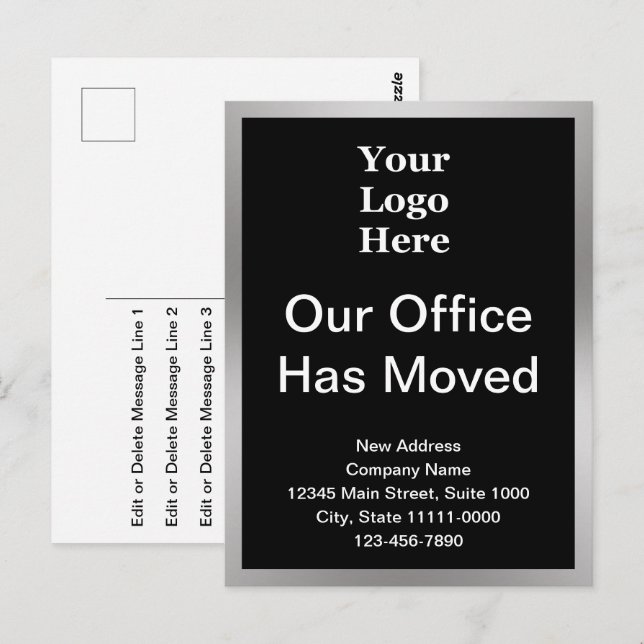 Affärsbyte för Adress Black & Silver 2-sidig Vykort (Fram/baksida)