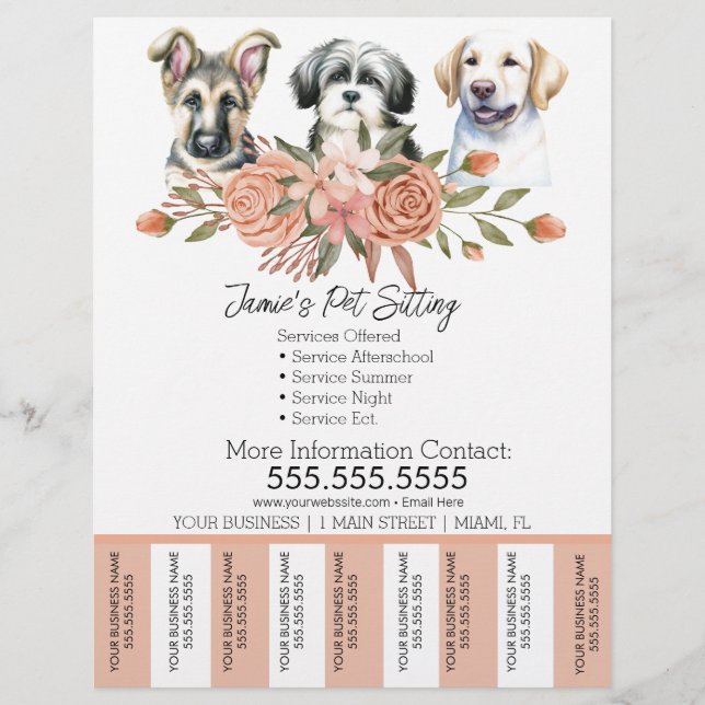 Affärsfärgsblad för vattenfärgspet Hund av utfällb Reklamblad (Framsidan)