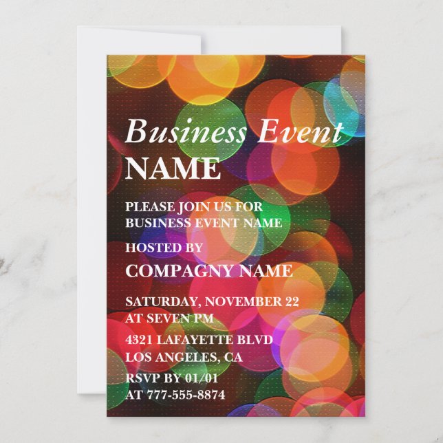 Affärsfest inbjudan Färgglada Konfetti Glitter (Framsida)